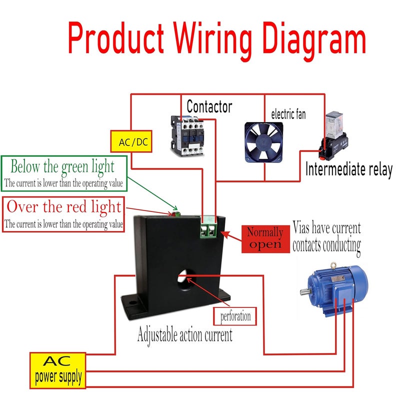 nodehawk AC Current Switch Transducer Input 1A-200A Switching Max 0.3A@135V AC/DC Solid Core Self-Powered （16K-SD-NO-AL） - Image 5